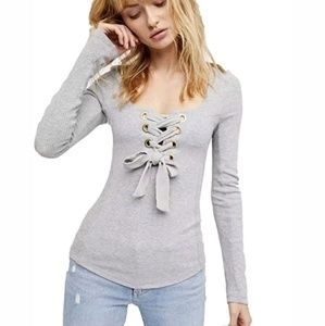 Free people lace up grommet long sleeve